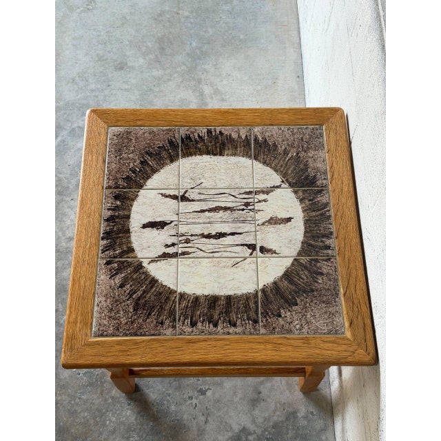 Oak Tile End Table With Inset Ceramic Top Danish Mid-Century Modern 1960s For Sale - Image 4 of 11