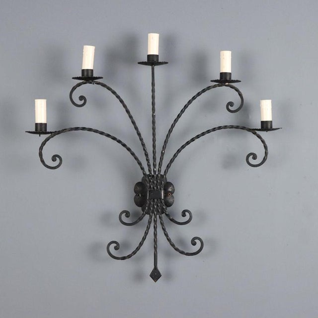 Italian Wall Lamp with Iron Decorations For Sale - Image 9 of 9
