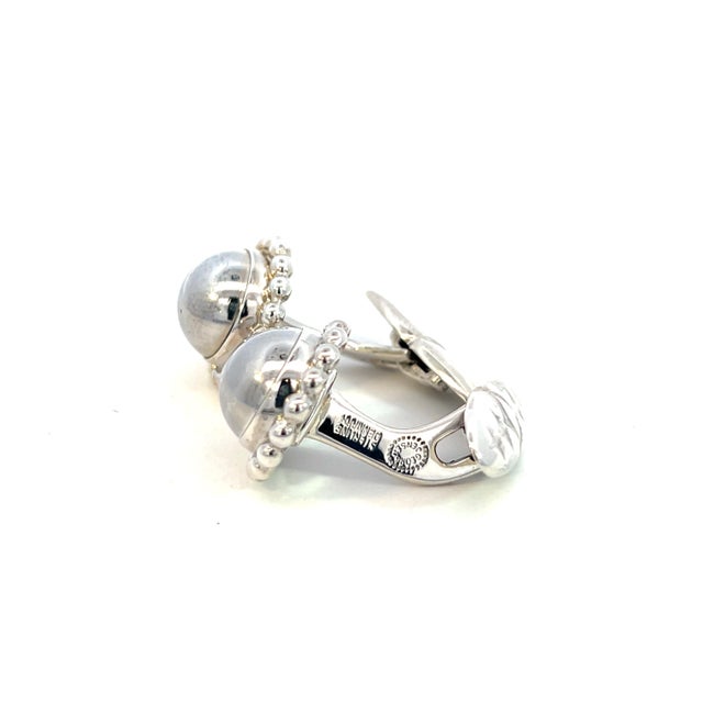 1990s Pair of George Jensen Estate Round Beaded Mens Cufflinks Silver For Sale - Image 4 of 9