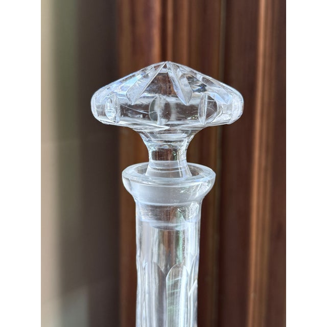 Mid 20th Century Mid 20th Century Mid Century Modern Cut Crystal Decanter Diamond Quilted Body With Sunburst Ball Stopper For Sale - Image 5 of 10