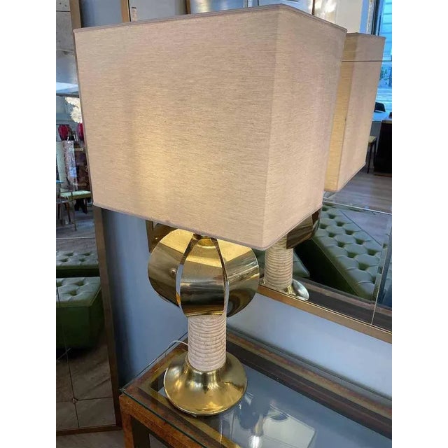 Gold Palm Three Shaped Gold and White Table Lamp by Spark, 1970s For Sale - Image 8 of 10