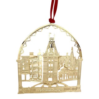 Vintage Biltmore Estate 24k Gold Finish Brass Filigree Christmas Ornament With Original Box For Sale