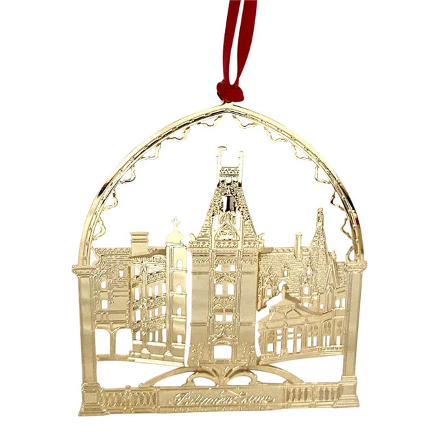 Vintage Biltmore Estate 24k Gold Finish Brass Filigree Christmas Ornament With Original Box For Sale