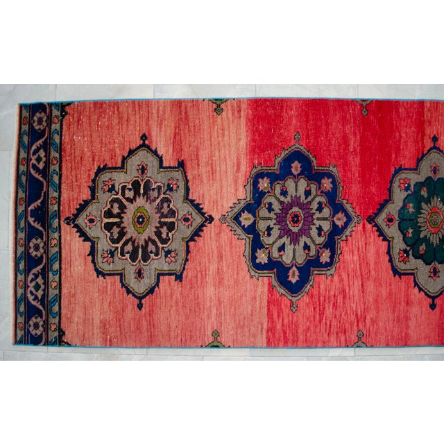 Distressed Oushak Runner Rug Low Pile Faded Colors Majestic Hallway Decor - 3'2″ X 11'1″ For Sale - Image 11 of 15