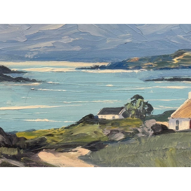 Small Oil of Cottages beside a Lake in Mountains on the Antrim Coast in Ireland 1985 Circa For Sale - Image 11 of 18