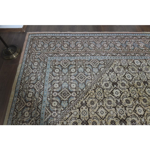 1970s 1970s Vintage Persian Handmade Wool Cotton Brown Area Rug For Sale - Image 5 of 11