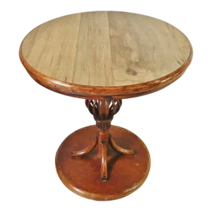 Vintage C1980s Ornate Bamboo Rattan Round Accent Side Table W/ Formica Top