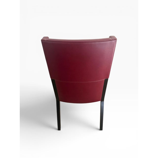 Wood Set of 10 Joseph Jeup Modern Burgundy Leather Dining ChairsR For Sale - Image 7 of 10