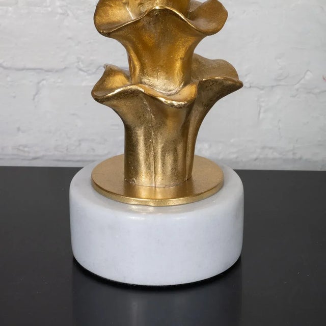 Pair of Golden Organic Form Composition Table Lamps For Sale In New York - Image 6 of 8