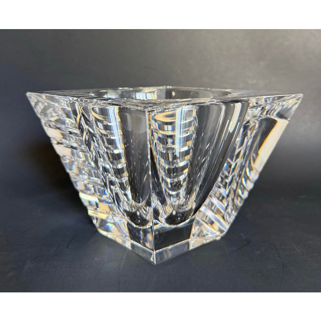 Transparent Jan Johansson "Horizon" Diamond Shaped Crystal Cachepot Bowl by Orrefors For Sale - Image 8 of 12