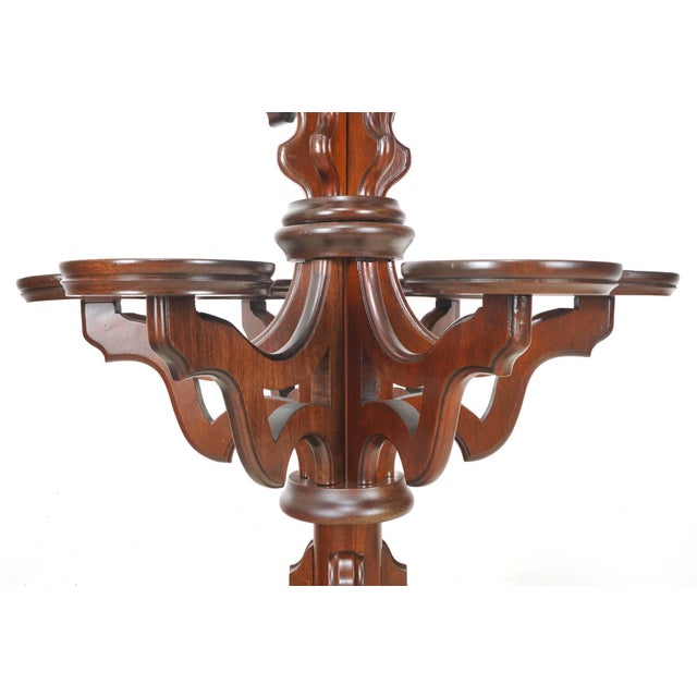 Brown Early 20th Century Victorian Spinning Fretwork Freestanding Plant Stand For Sale - Image 8 of 9