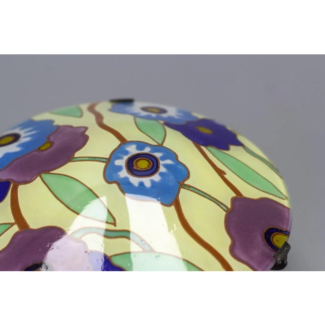 Blue Art Deco Enameled Glass Table Lamp by Maxonade Verrier Dart, Paris For Sale - Image 8 of 18