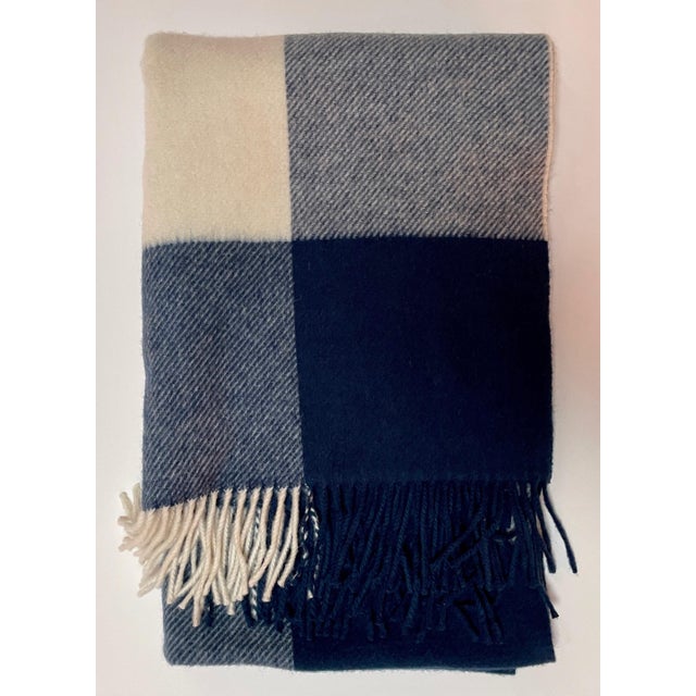 Rustic Coach Wool Check Scarf Throw - For Sale - Image 3 of 4