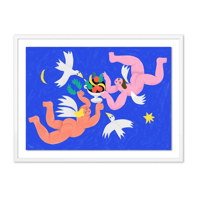 Contemporary Angels by Cedric Pierre-Bez, Art Print in White Frame, Large For Sale - Image 3 of 3