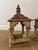 Asian Vintage Asian-Inspired Pagoda Lantern Stands With Distressed Finish and Faux Verdi Gris Copper Roofs, a Pair For Sale - Image 3 of 11