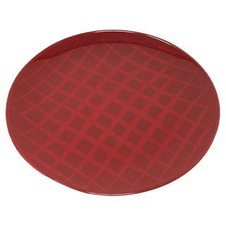 Network Red Plate in Lacquered Urushi Glass by Eliana Lorena for Hands On Design For Sale