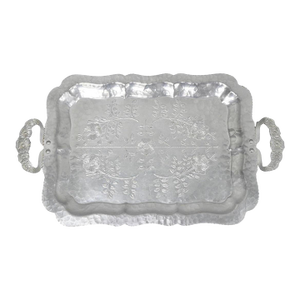 Vintage Victorian Continental Silver Co "Wild Rose" 1055 Hammered Aluminum Tray