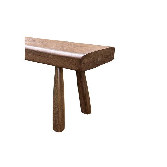 Not Yet Made - Made To Order Solid Teak Wood Bench With Softened Edges and Sculptural Leg Form For Sale - Image 5 of 8