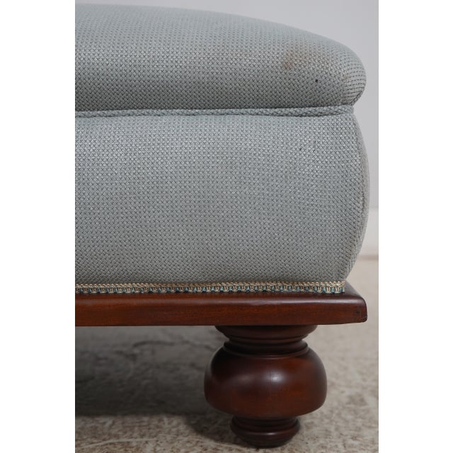 Large Ralph Lauren Style Mahogany Upholstered Ottoman For Sale In Philadelphia - Image 6 of 11