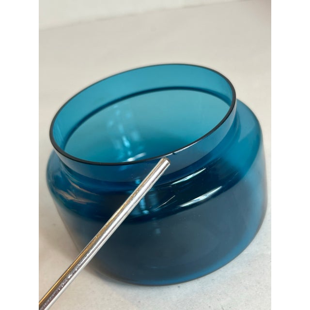Vintage 1960’s Lidded Jar Attributed to Bertil Vallien MCM Blue Series Art Glass Kosta Boda Swedish For Sale - Image 9 of 11