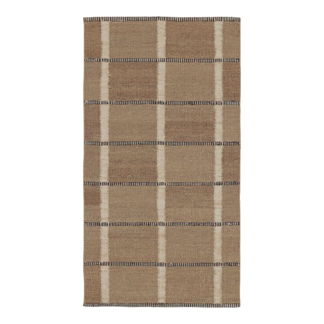 Rug & Kilim’s Scandinavian-Inspired Rug, Beige-Brown Earth Tones With Stripes For Sale