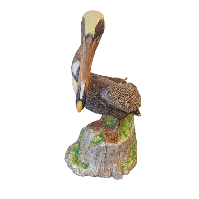 Vintage Glazed Ceramic Pelican Signed For Sale - Image 4 of 6