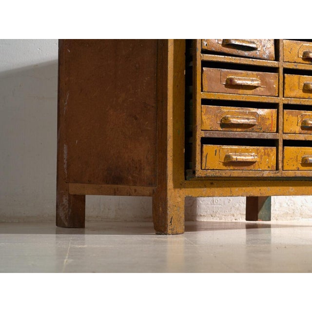 Industrial Chest of Drawers in Pine and Iron, Central Europe, 1950 For Sale - Image 6 of 13