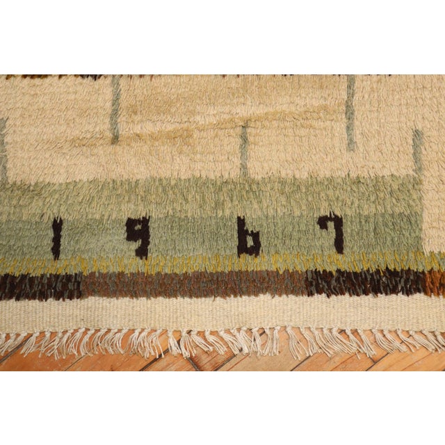 Mid 20th Century Swedish Rya Rug dated 1967 rug no. j3618 For Sale - Image 5 of 7