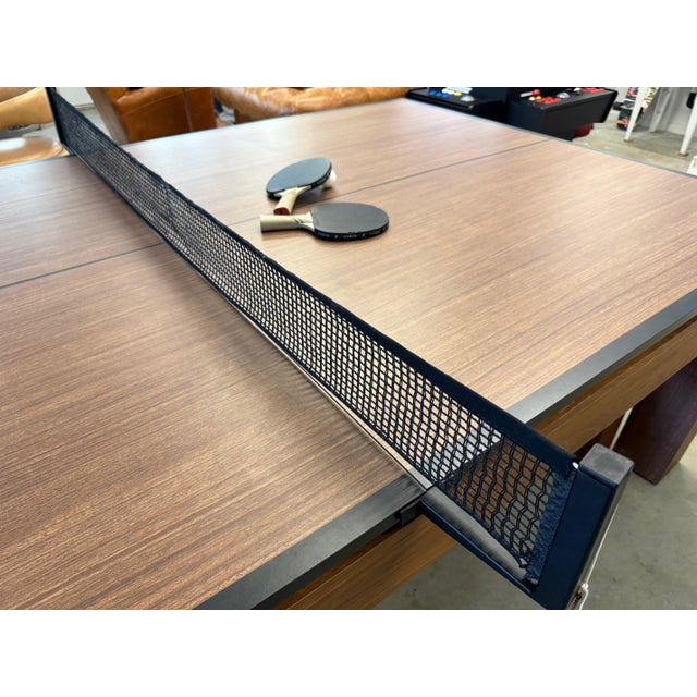 Luxury 3 in 1 Combination Pool Table, Table Tennis Table, Dining / Party Table + Matching Wall Unit and Benches. Premium Solid Walnut Wood. For Sale In Los Angeles - Image 6 of 18