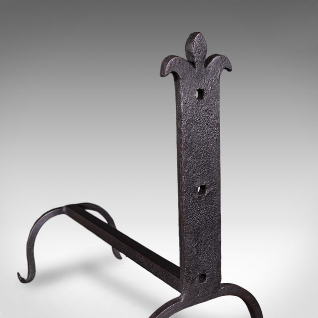 Pair of Antique Fire Dogs, English, Blacksmith Made, Andirons, Gothic, Edwardian For Sale - Image 9 of 10
