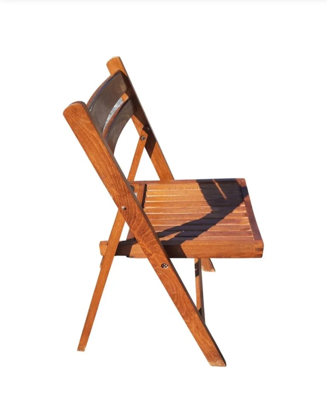 Vintage Romanian Wood Slats Ladder Back Folding Chairs | Chairish