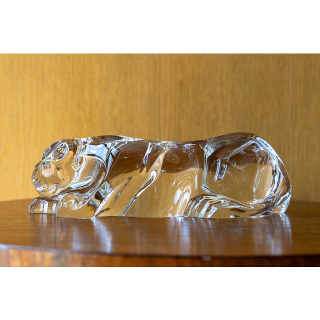 Art Deco 1980s Stylized Crystal Jaguar Sculpture by Baccarat For Sale - Image 3 of 7