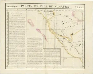 Antique Map of the Western Sumatra, Indonesia, 1825
