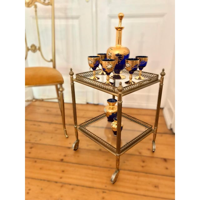 Metal Vintage Art Deco French Serving Trolley with Removable Tray, 1950s For Sale - Image 7 of 7