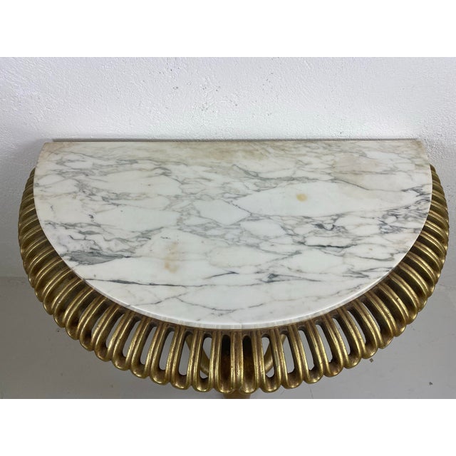 Mid-Century Vintage Marble Topped Hollywood Regency Console For Sale - Image 4 of 11