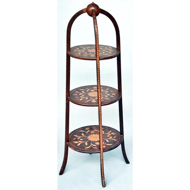 1900 - 1909 1900s Inlaid 3 Level Display Etagere' Shelf For Sale - Image 5 of 5