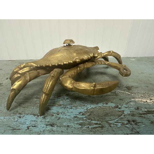 Late 20th Century Late 20th Century Vintage Extra Large Brass Crab Figure Box, With Baby Crab on Back For Sale - Image 5 of 11