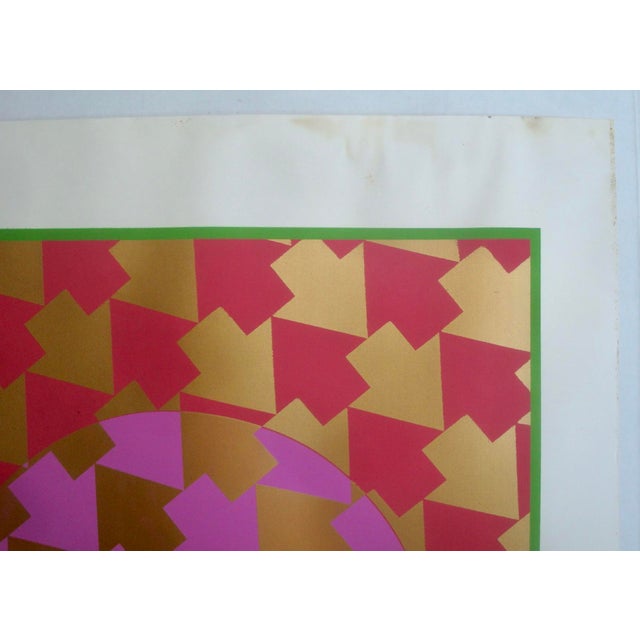 Metallic Op Art Mid-Century Silkscreen Poster in the Style of Vasarely, Escher For Sale In Richmond - Image 6 of 6