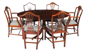 Vintage Oval Dining Table & Chairs attributed to William Tillman, 1980s, Set of 7
