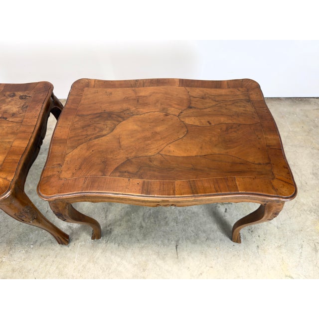 Brown Early 20th Century Italian Walnut / Olive Burl Wood Side Tables For Sale - Image 8 of 12