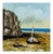 Gorgeous mid century oil on canvas painting of boats on the beach by Henry Harder (American, 20th c.), circa 1960. Signed...