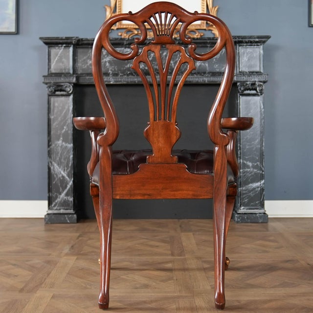 1990s Theodore Alexander Leather Arm Chair For Sale - Image 6 of 12