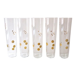 Gold Highball Cocktail Glasses, Midcentury Modern Style, Set of 5 For Sale
