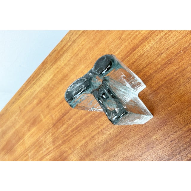 Mid-Century Scandianvian Heavy Bubble Glass Block Vase, 1960s For Sale - Image 5 of 18