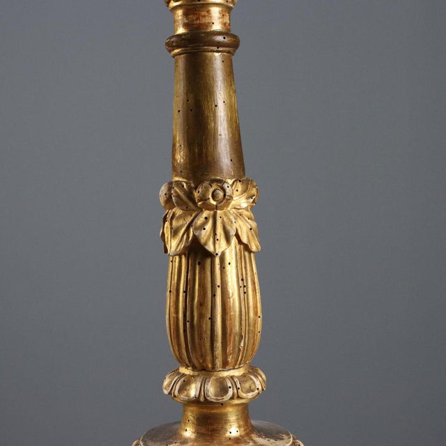 Italian Golden Wooden Torchlight For Sale - Image 4 of 12