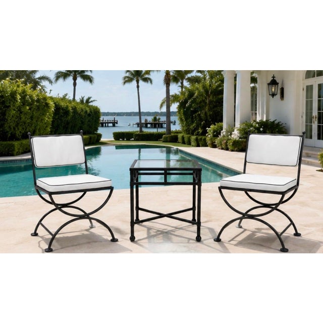 3 Pieces Vintage Turkish Cast Iron Patio Chairs & Side Table For Sale - Image 10 of 12