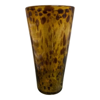 Tortoiseshell Style Glass Tall Vase For Sale