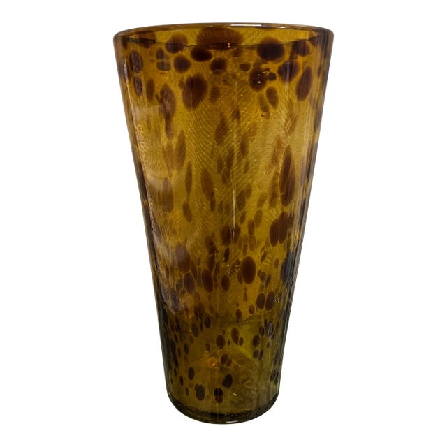 Tortoiseshell Style Glass Vase For Sale