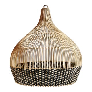 Modern Wicker Tux Gourd Pendant Light Large For Sale