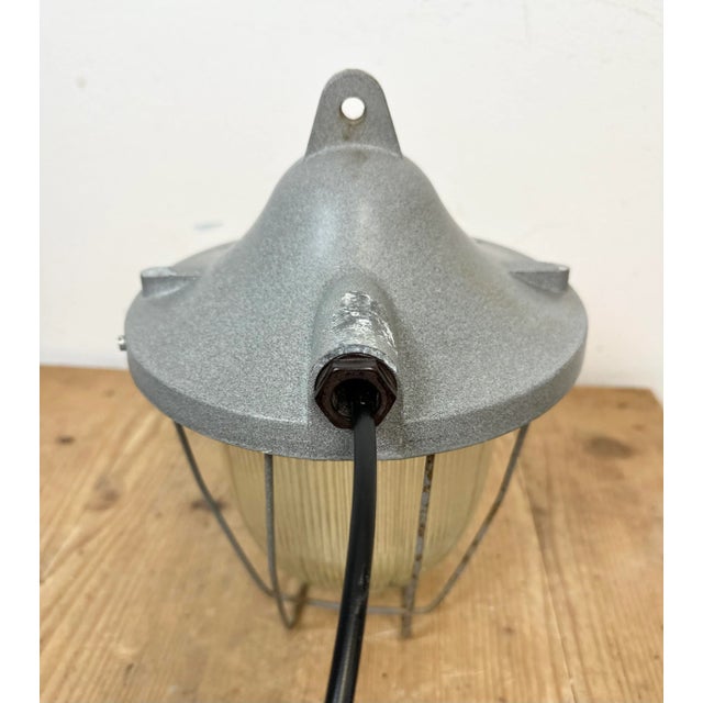 Gray Industrial Grey Bunker Light from Polam Gdansk, 1970s For Sale - Image 8 of 12